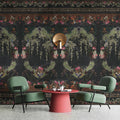 Fotomural Walls by Patel - Photo wallpaper »babette« - Ornamental panelling with floral design on vintage plaster texture - red, dark blue