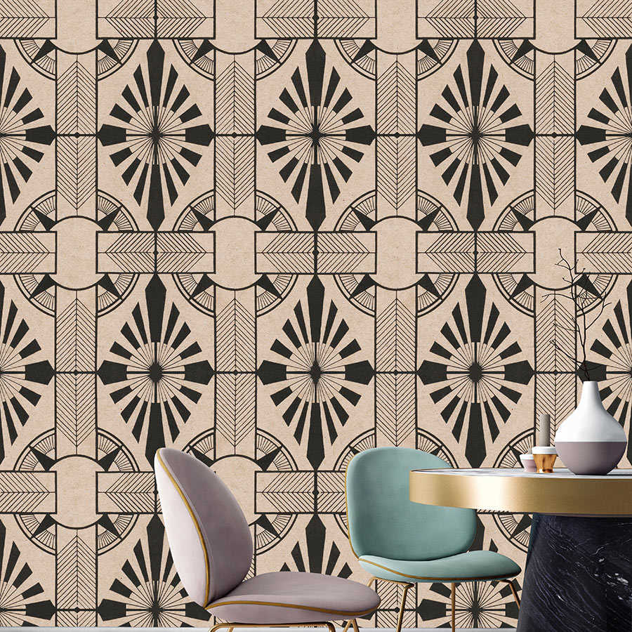 Fotomural Walls by Patel - Astoria 2 - retro photo wallpaper art deco pattern black & beige