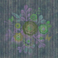 Fotomural Walls by Patel - Spray bouquet 2 - Photo wallpaper in wood panel structure with flowers on board wall - Blue, Green