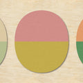 Fotomural Walls by Patel - Split ovals 2 - Retro wallpaper in plywood,felt structure with colourful ovals - Beige, Green