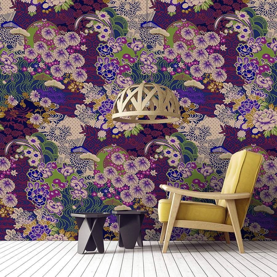 Fotomural Walls by Patel - Photo wallpaper »kimo 2« - Abstract flower artwork - Purple, Green