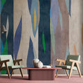 Fotomural Walls by Patel - Photo wallpaper »vito« - Colourful tiger pattern on concrete plaster look - Blue, green
