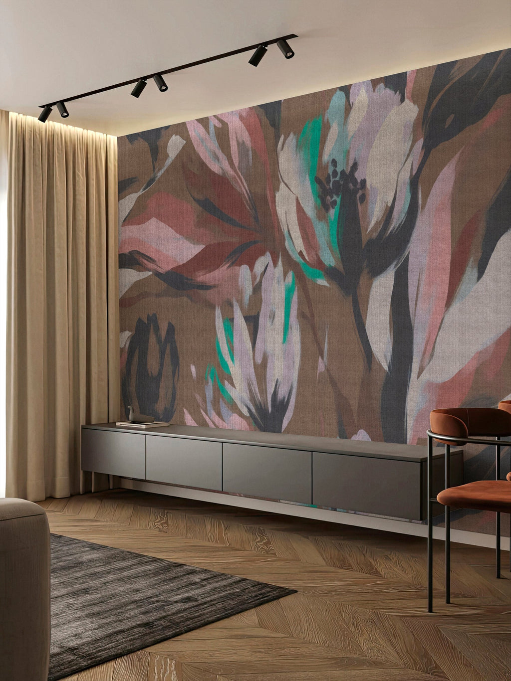Fototapete im Digitaldruck Fototapete Braun Floral