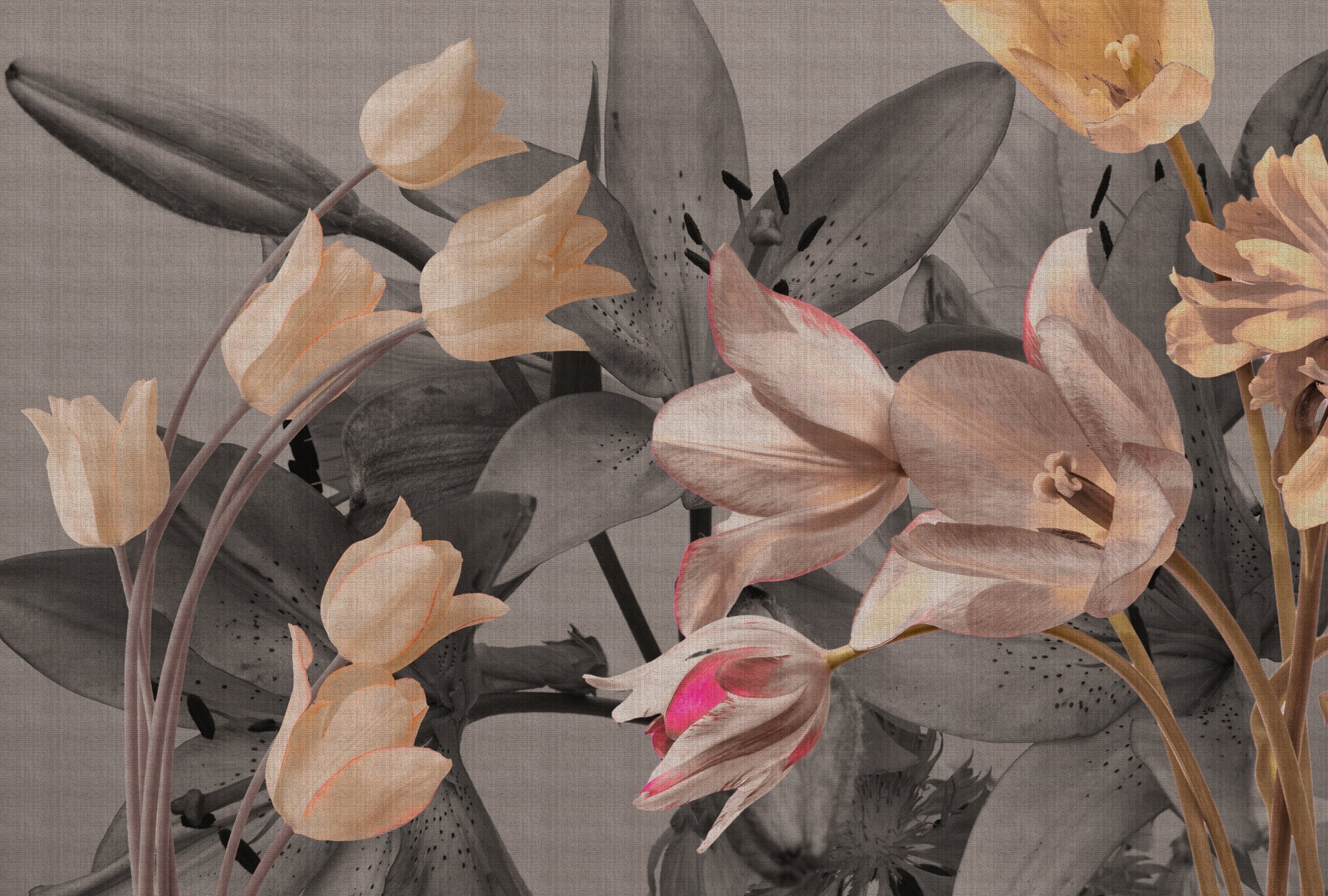 Fototapete im Digitaldruck Fototapete Grau Floral