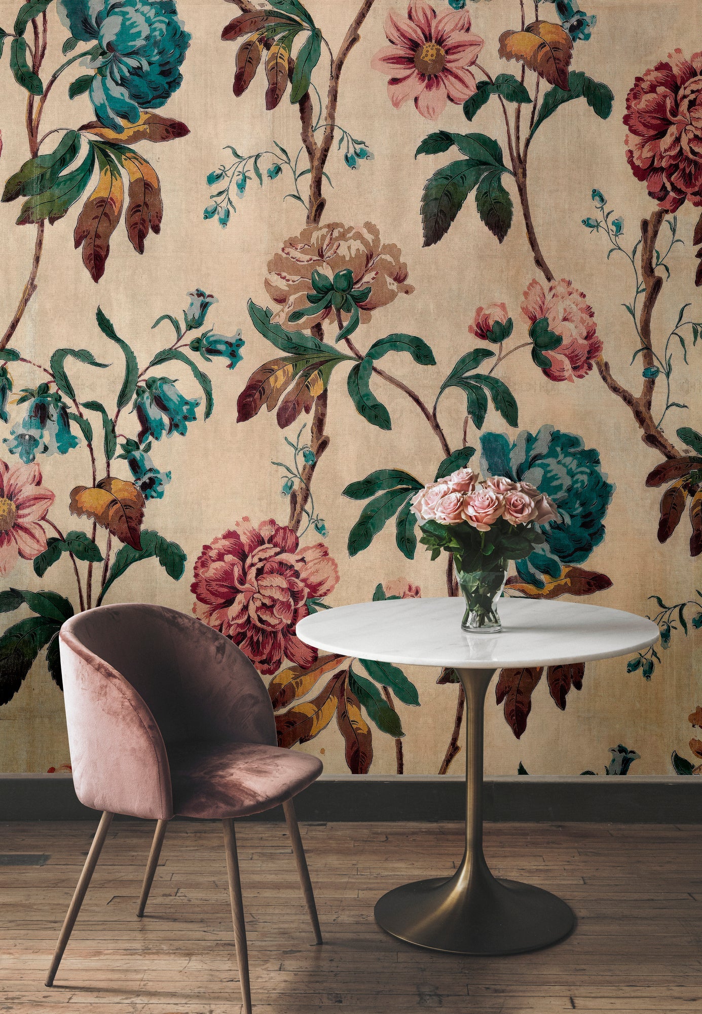 Fototapete im Digitaldruck Fototapete Beige Floral