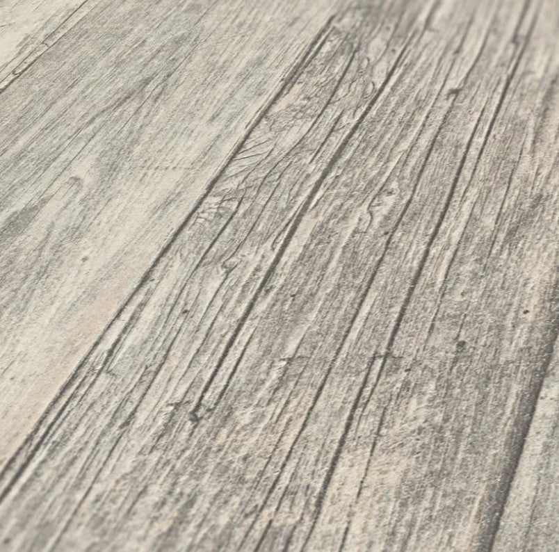 Hochwertige Vliestapete Grau Holzoptik
