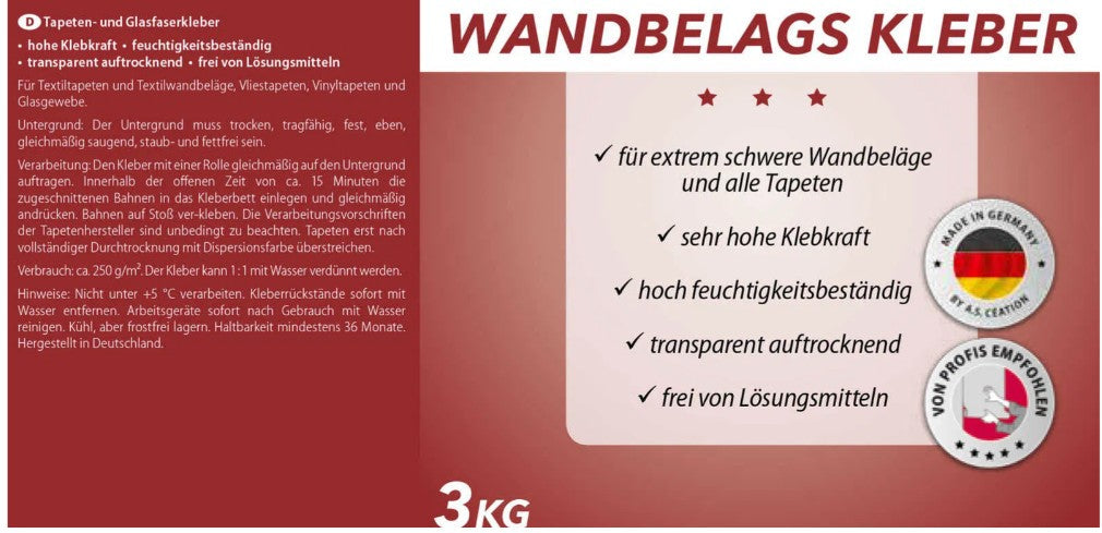 Wandbelagskleber 3 kg.