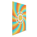 Cuadro lienzo retro Stay Groovy - Remolino de color con flor sonriente