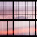 Fotomural Walls by Patel - Sky 1 - Window Wallpaper Sunrise View - Pink, Black