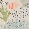 Fotomural Walls by Patel - Crayon garden2 - wallpaper Nursery in plywood structure, naive art - Beige, Blue