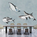 Fotomural Walls by Patel - Oceans Five 2 - mural whales underwater watercolour