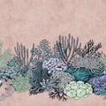 Fotomural Walls by Patel - Octopus's Garden 2 - Coral wallpaper in blotting paper structure in drawing style - Green, Pink