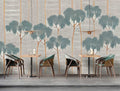 Fotomural Walls by Patel - grove - Photo wallpaper trees in a calm forest motif in textile look - grey, blue