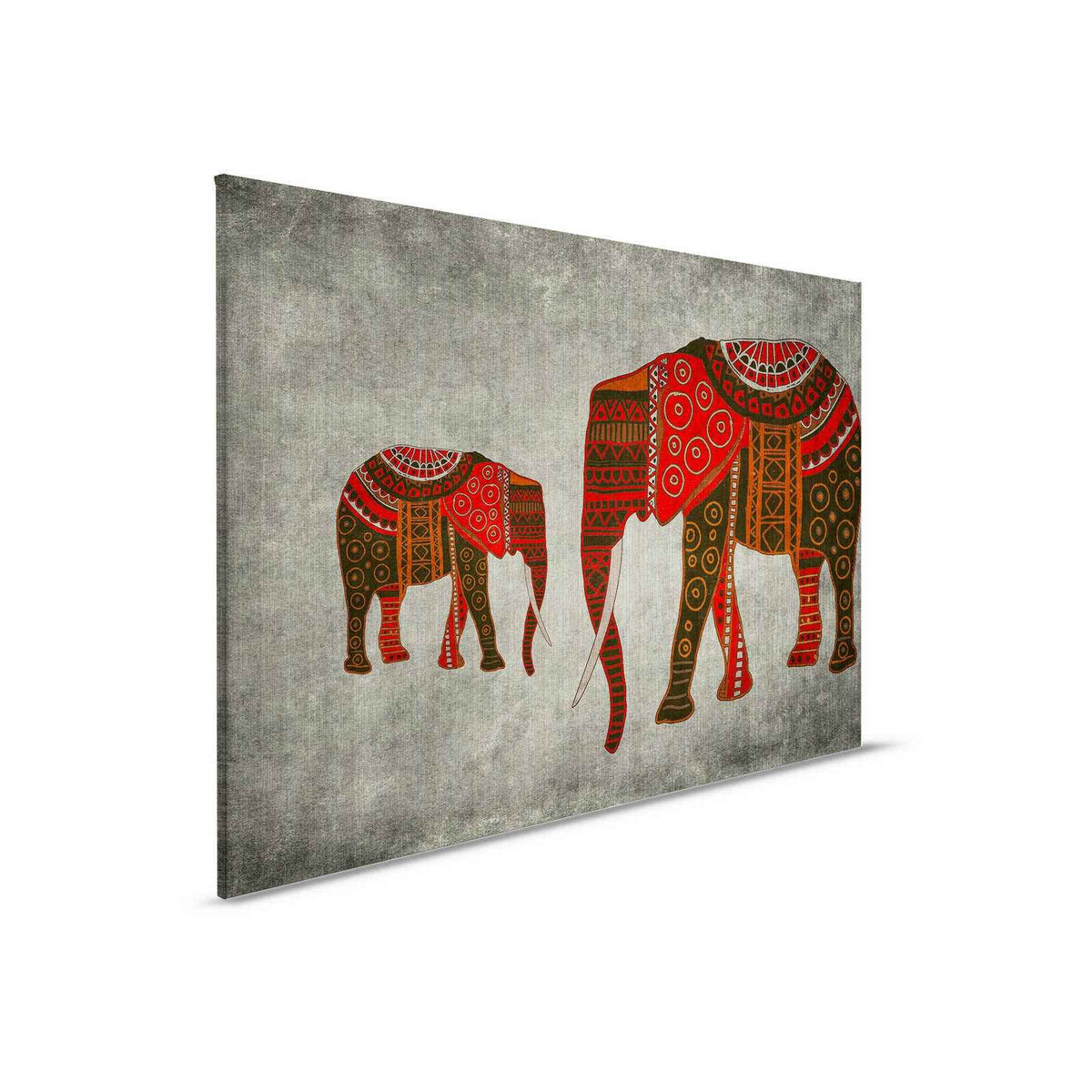 Nairobi 4 - Pintura sobre lienzo Elefantes con motivos étnicos