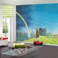Fotomural Panel XXL 5 - Children mural shepherd with dog and rainbow on premium smooth vinyl