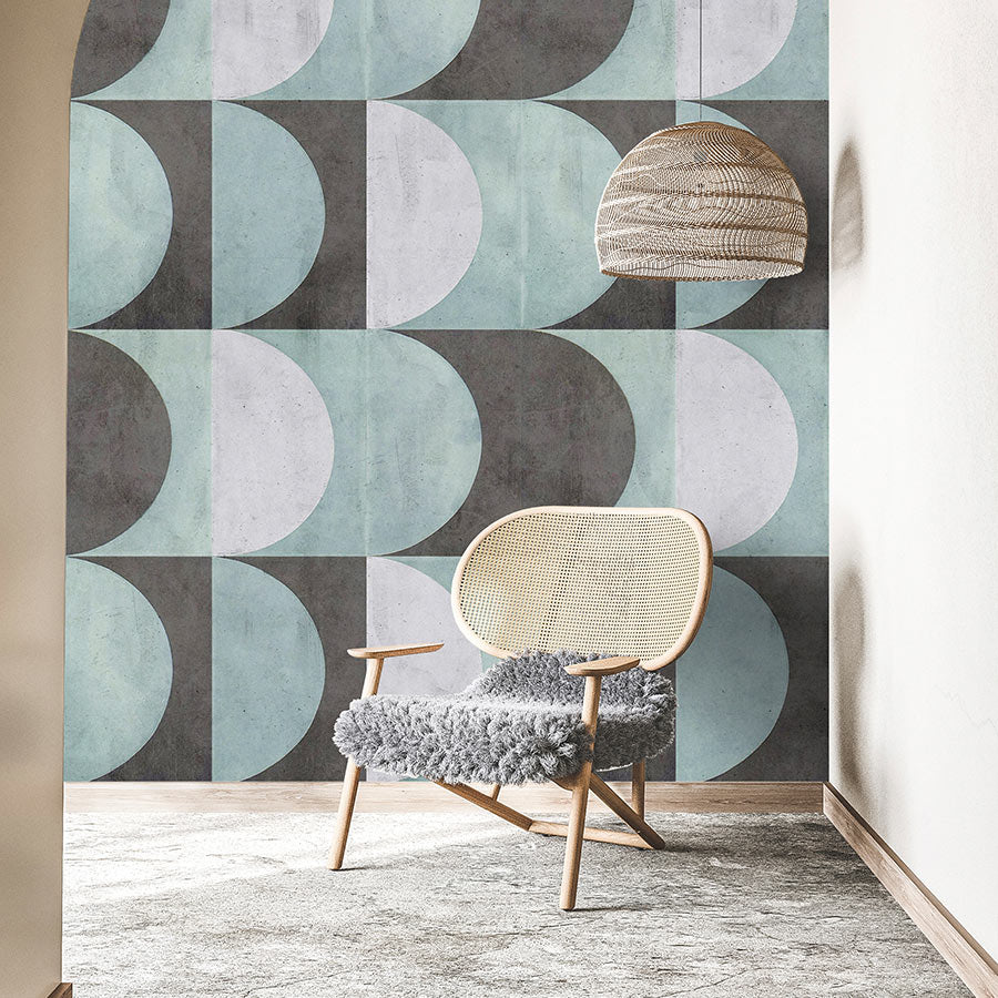Fotomural Walls by Patel - Photo wallpaper »julek 2« - retro pattern in concrete look - mint green, grey