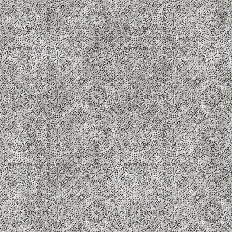 Fotomural Walls by Patel - Tile 2 - Cool 3D Concrete Flowers Digital Print - Grey, Black