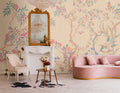 Fotomural Walls by Patel - mira3 - Vintage botanical art wallpaper with branches in textile look - beige, orange