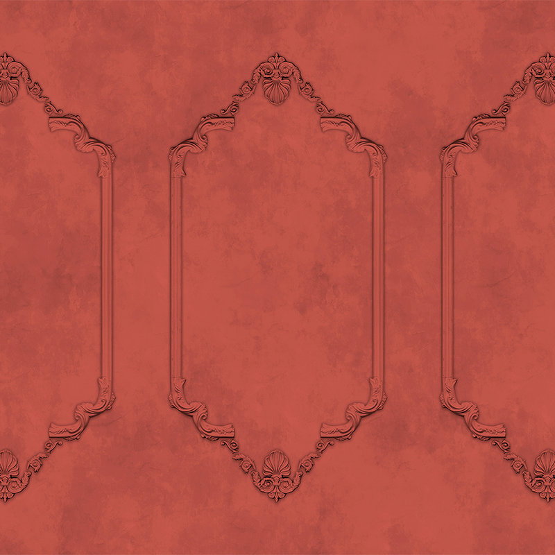 Fotomural Walls by Patel - Baroque style stucco pattern frame mural - orange