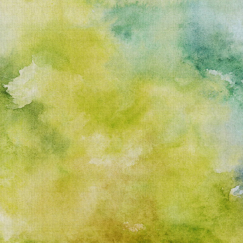 Fotomural Walls by Patel - Watercolours 3 - Green watercolour motif as photo wallpaper in natural linen structure - Yellow, Green