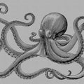 Fotomural Walls by Patel - Jules 2 - Modern Octopus Cardboard Structure Character Style Wallpaper - Grey, Black