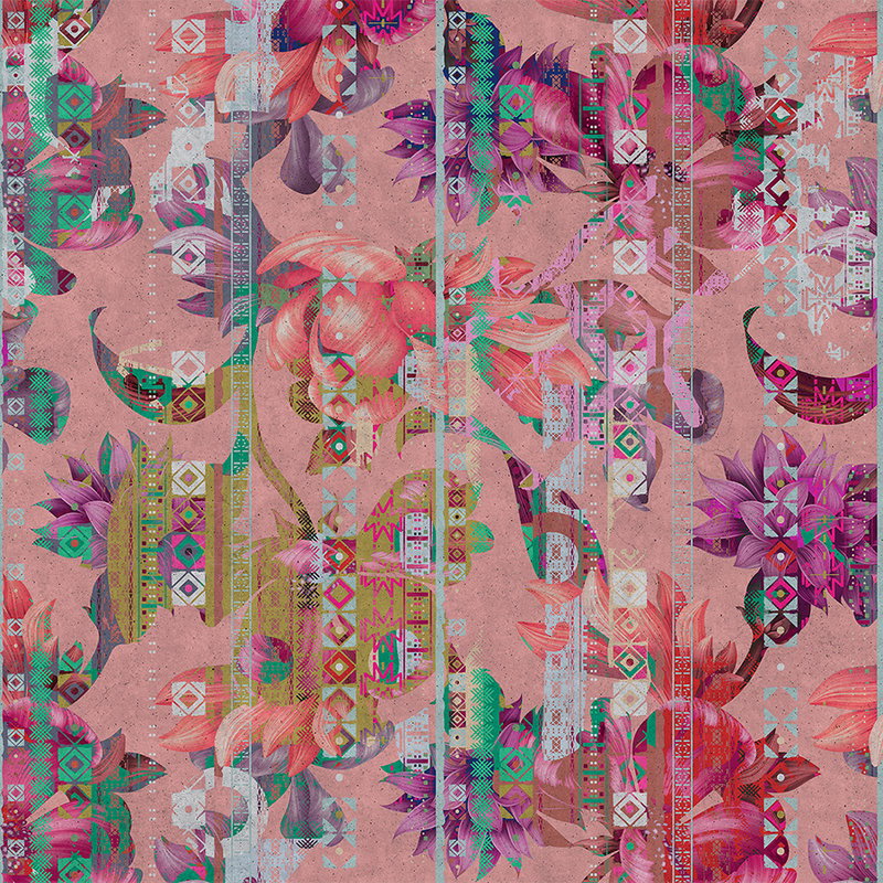 Fotomural Walls by Patel - Photo wallpaper birds and plants pattern - pink, green