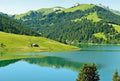Fotomural Photo wallpaper mountain with lake in Switzerland - green, blue, grey - DD Motive 2