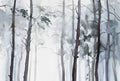 Fotomural Photo wallpaper foggy forest - blue, grey, white - DD Motive 2