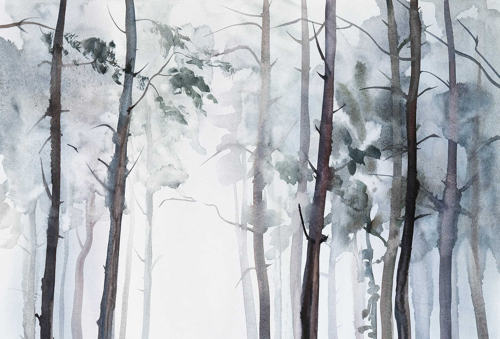 Fotomural Photo wallpaper foggy forest - blue, grey, white - DD Motive 2