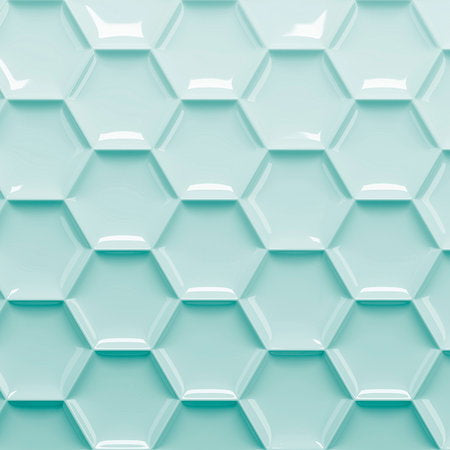 Fotomural Graphic mural 3D plastic honeycomb in mint green - AP Digital 3