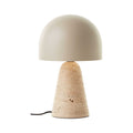 Lámpara de sobremesa de estilo retro con base de piedra natural y pantalla semiesférica - Diseño atemporal para acentos elegantes 20cm diámetro x 31,5cm altura - Beige