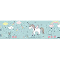 Fotomural Unicorn border for girls room 'Unicorns are real' - Blue, Pink, White - AP Digital 1