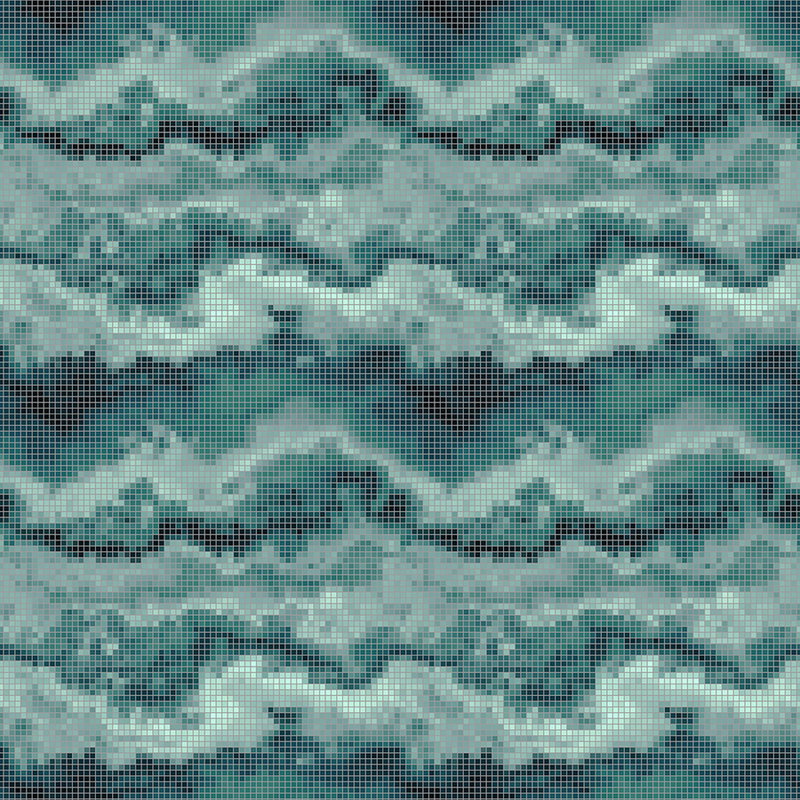 Fotomural Walls by Patel - Mosaic 2 - Batik Mosaic as Highlight Wallpaper - Green, Turquoise