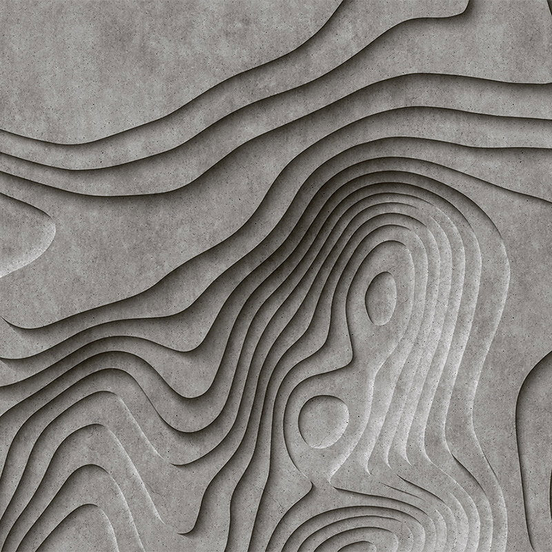 Fotomural Walls by Patel - Canyon 1 - Cool 3D Concrete Canyon Wallpaper - Grey, Black
