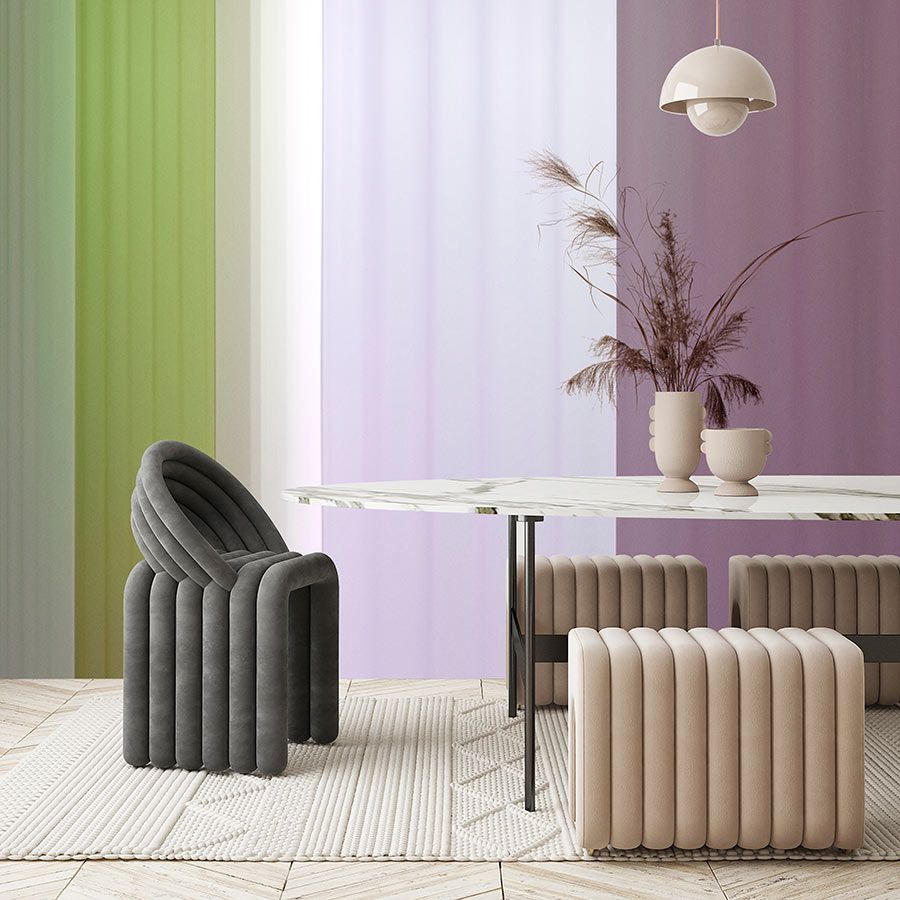 Fotomural Walls by Patel - Photo wallpaper »co-coloures 3« - Colour gradient with stripes - green, lilac, purple