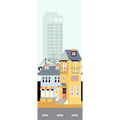 Fotomural Panel XXL 5 - City mural with apartment buildings and skyscraper on premium smooth vinyl