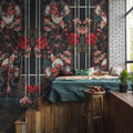 Fotomural Walls by Patel - Photo wallpaper »victoria« - Ornamental panelling with floral design on vintage plaster texture - Dark green