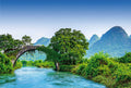 Fotomural Photo wallpaper rural China, mountains river & bridge - DD Motive 2
