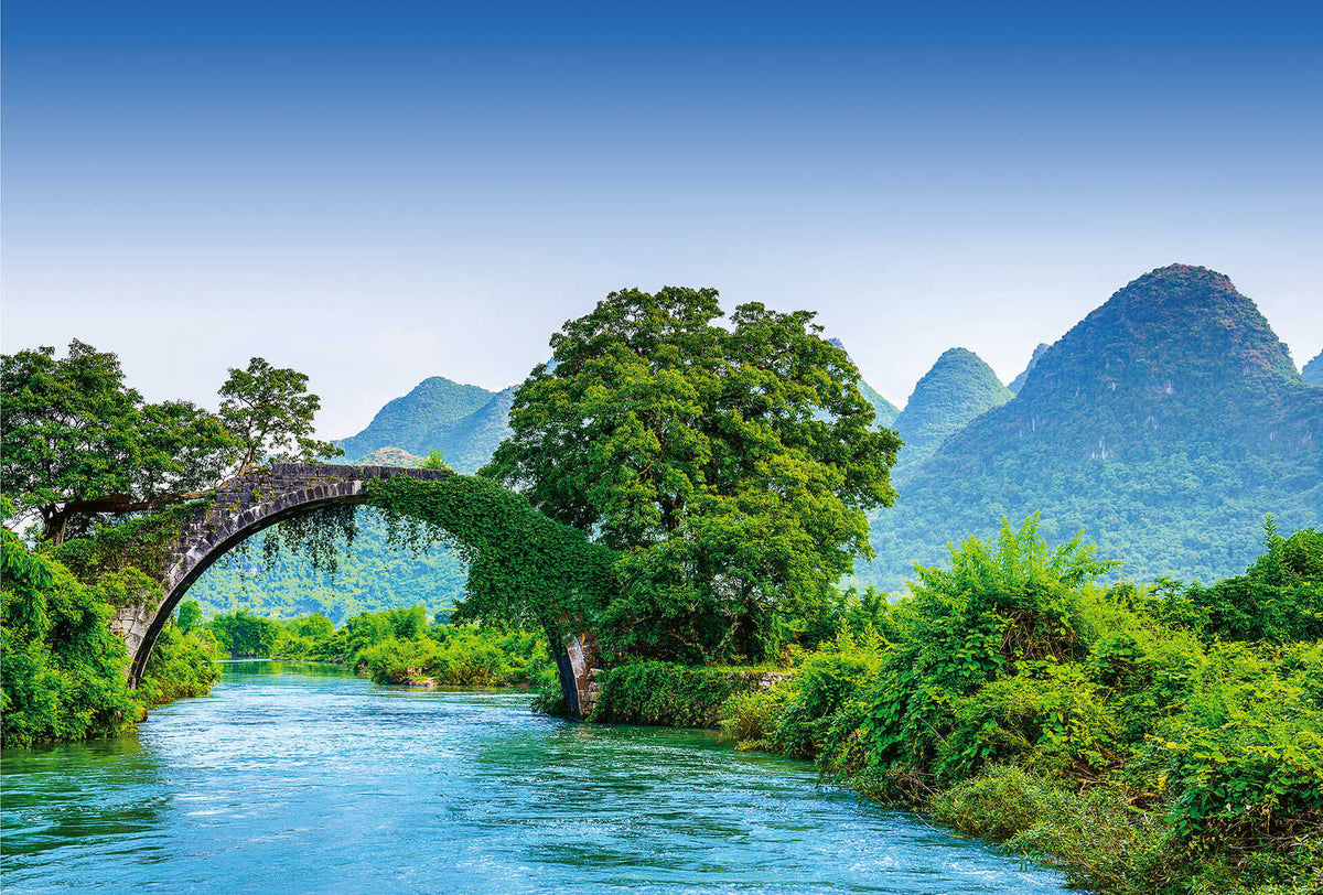 Fotomural Photo wallpaper rural China, mountains river & bridge - DD Motive 2