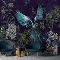 Fotomural Walls by Patel - Tropical Hero 2 - parrot photo wallpaper flowers & black background