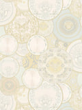 Papel pintado VERSACE con motivo de medalla - crema, metálico