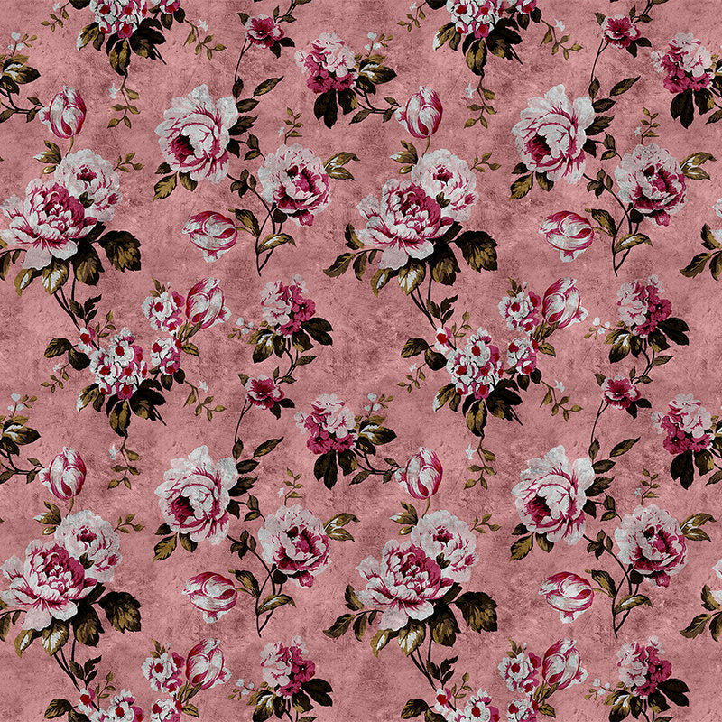 Fotomural Walls by Patel - Wild roses 4 - Roses photo wallpaper in retro look, pink in scratchy structure - Pink, Red