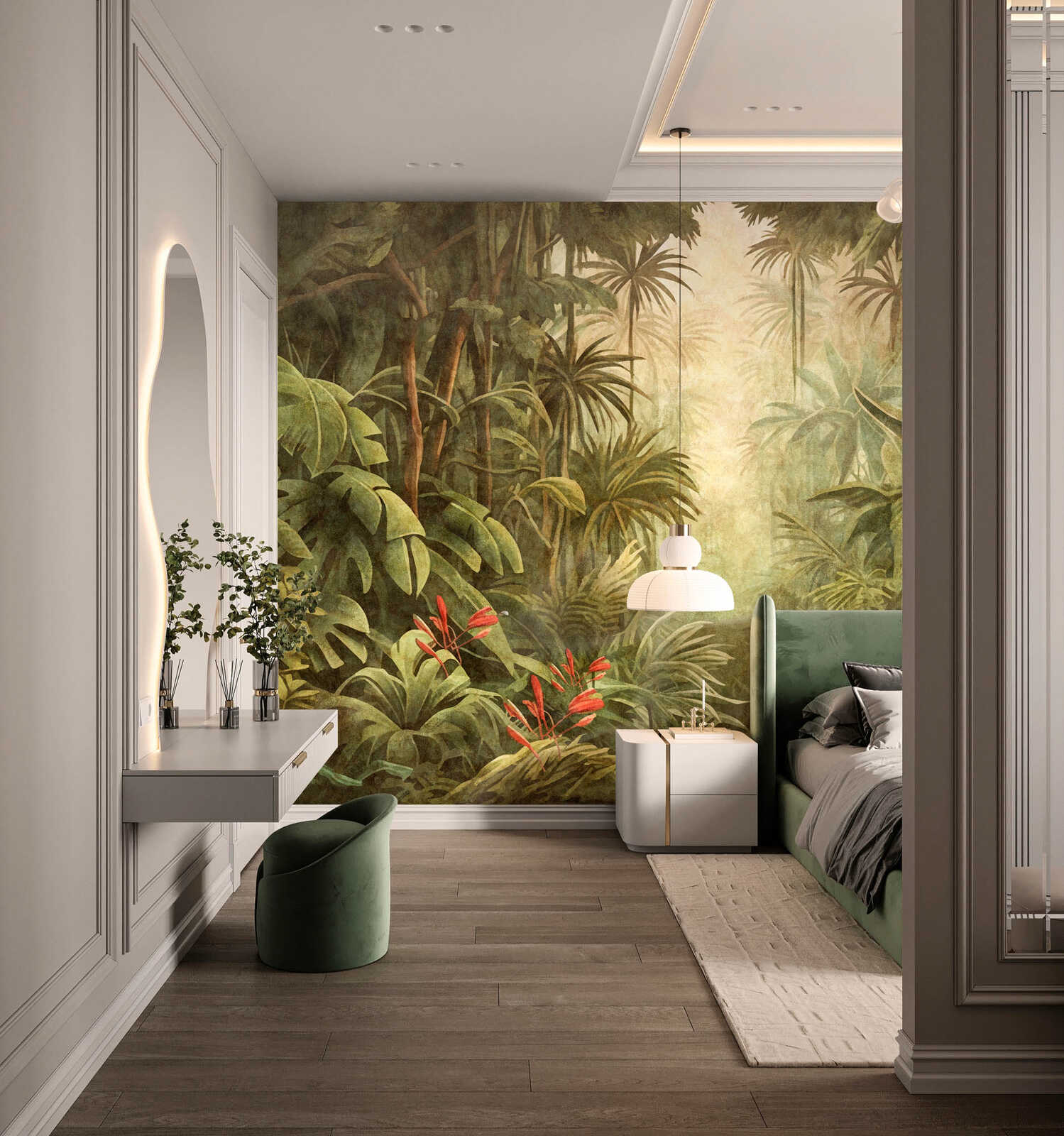 Fotomural Walls by Patel - tropique1 - Calm jungle landscape with plants wallpaper - green, beige