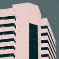 Fotomural Walls by Patel - Skyscraper 2 - Photo wallpaper with modern city architecture - Raupuz structure - Green, Pink