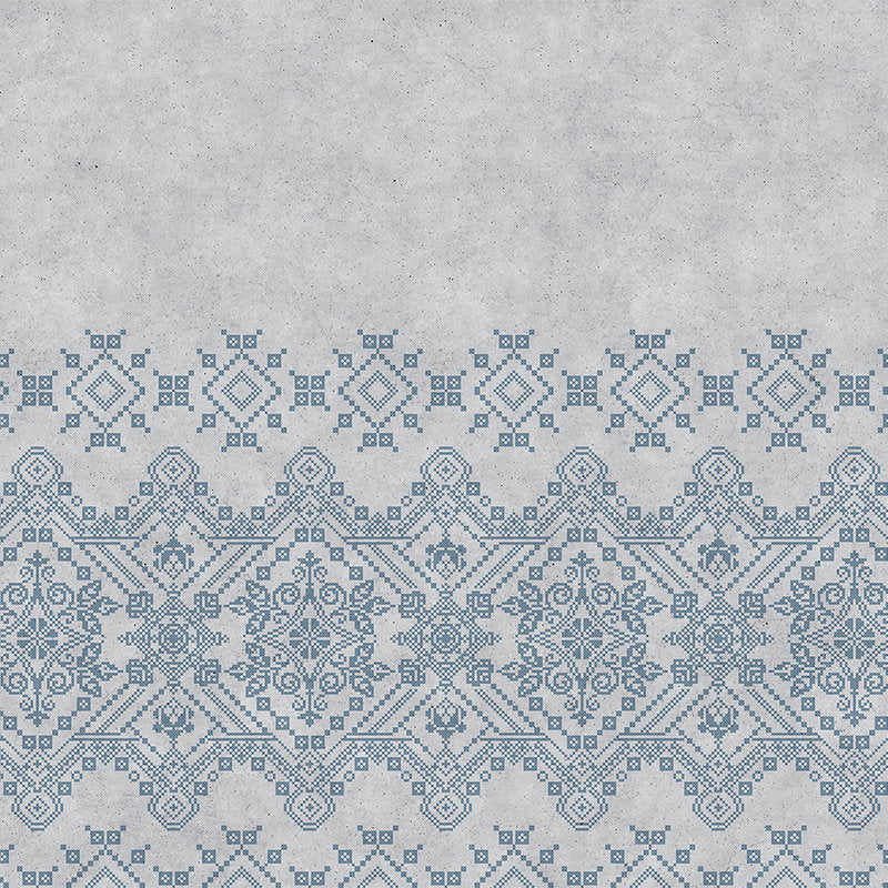 Fotomural Walls by Patel - Scandinavian embroidery pattern mural - grey, blue