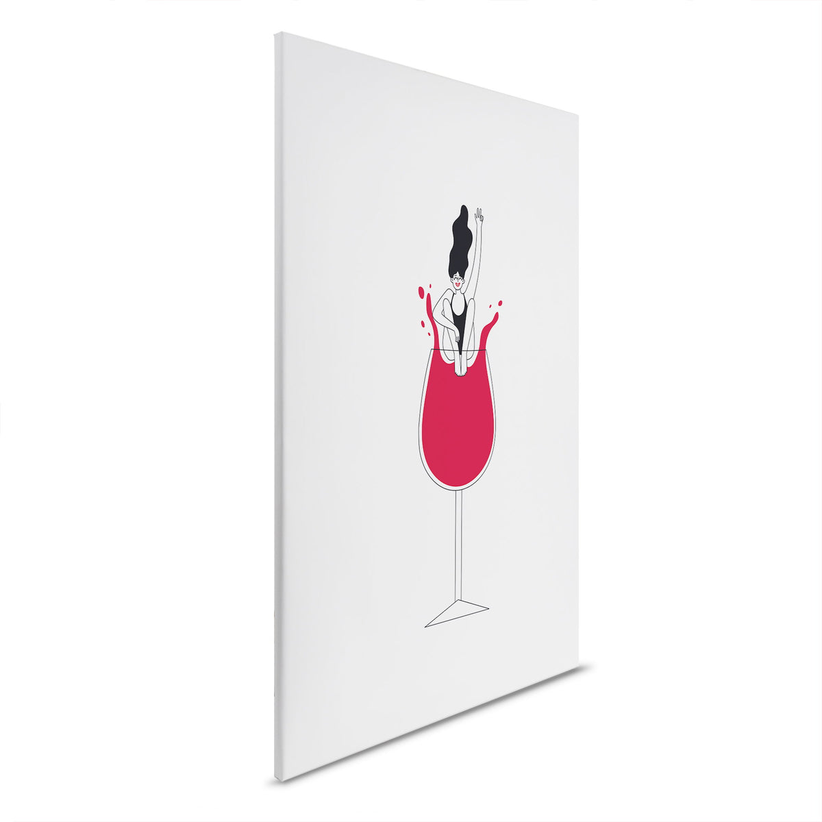 Cuadro lienzo estilo lúdico - Mujer y vino sobre lienzo