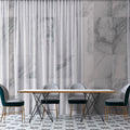 Fotomural Walls by Patel - Photo wallpaper »nova 1« - Subtle falling white curtain in front of marble wall - Smooth, slightly shiny premium non-woven fabric