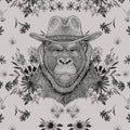 Fotomural Walls by Patel - Design wall mural gorilla in drawing style - grey, black
