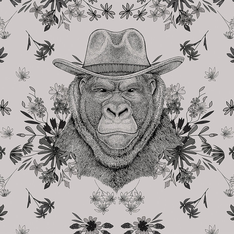 Fotomural Walls by Patel - Design wall mural gorilla in drawing style - grey, black