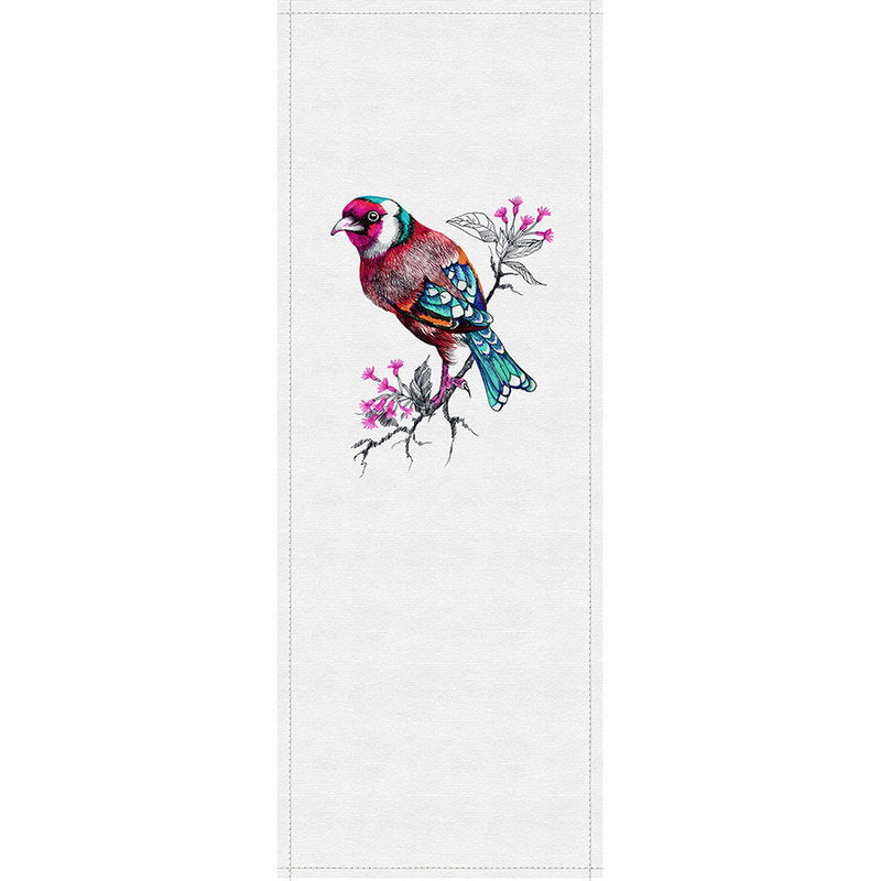 Fotomural Walls by Patel - Spring panels 3 - photo wallpaper panel with colourful bird drawing - Ribbed structure - Grey, Turquoise